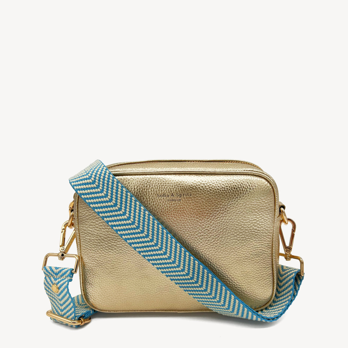 Sky Blue & White Chevron Strap