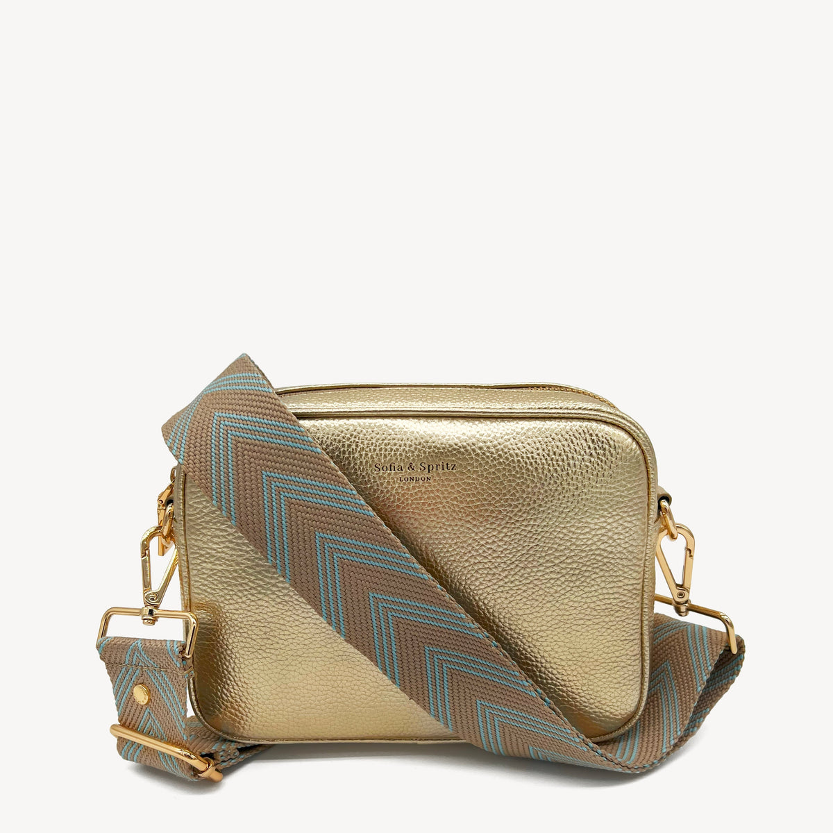 Pale Blue & Tan Arrow Strap