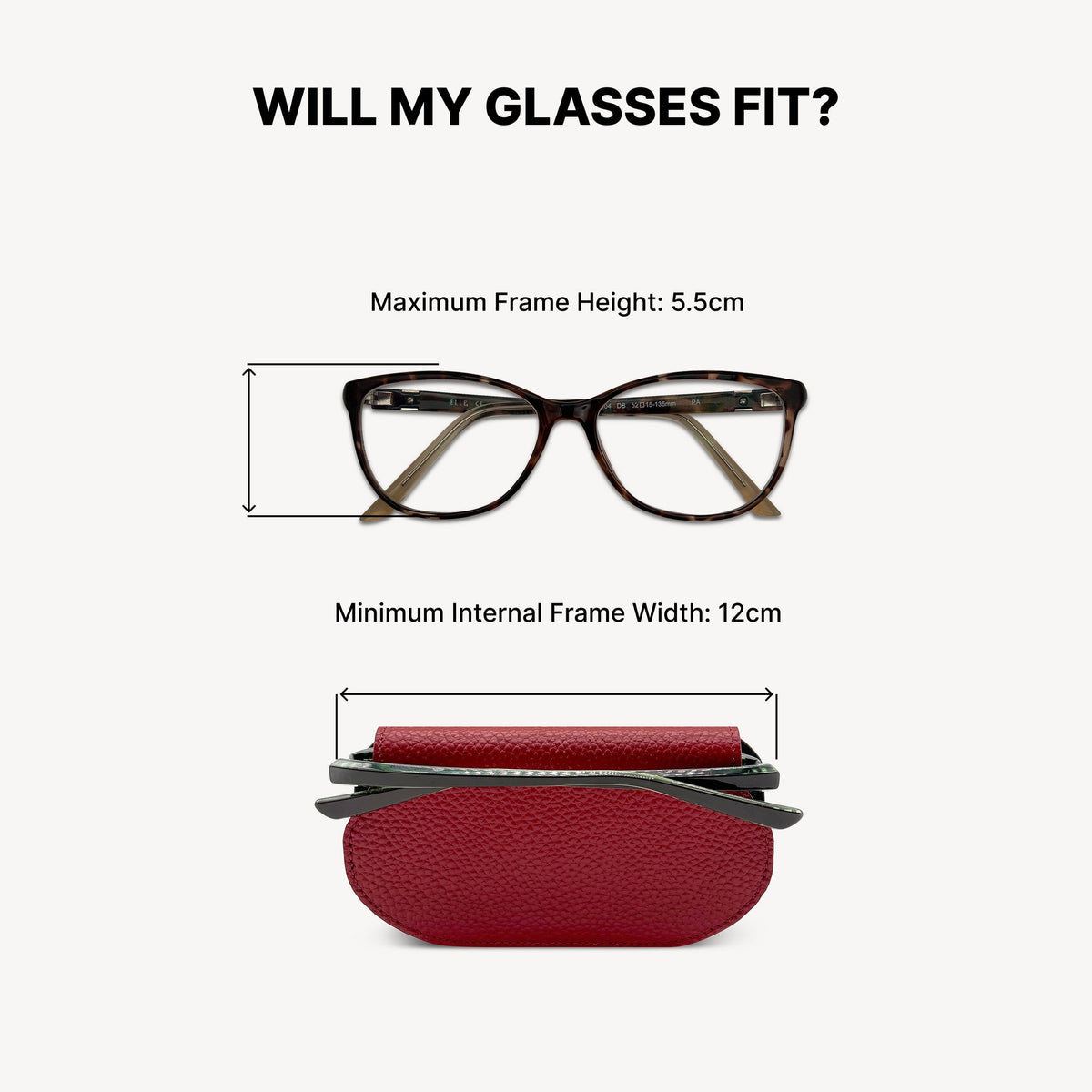 Slim Leather Glasses Case - Deep Cherry Red