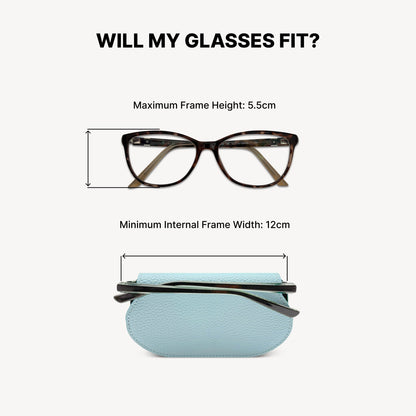 Slim Leather Glasses Case - Sky Blue