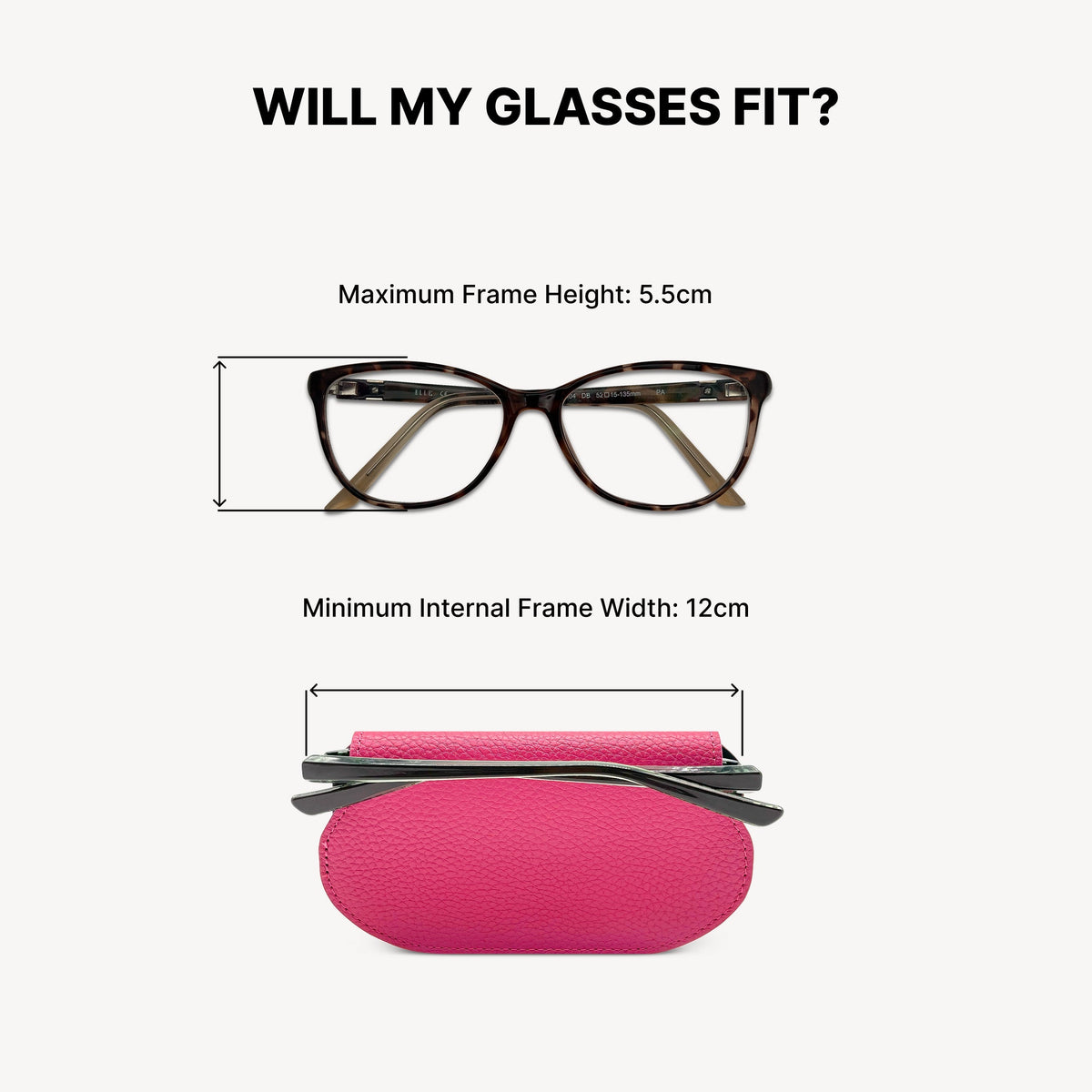 Slim Leather Glasses Case - Fuchsia Pink