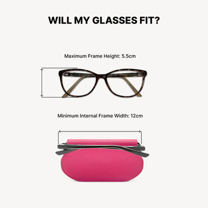 Slim Leather Glasses Case - Fuchsia Pink