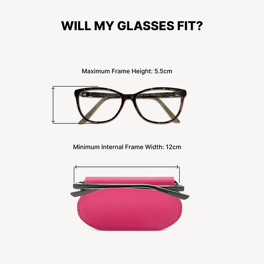 Slim Leather Glasses Case - Fuchsia Pink
