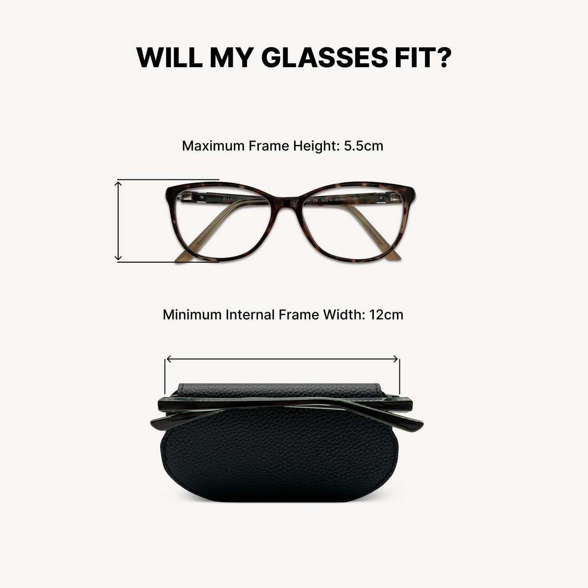 Slim Leather Glasses Case - Black
