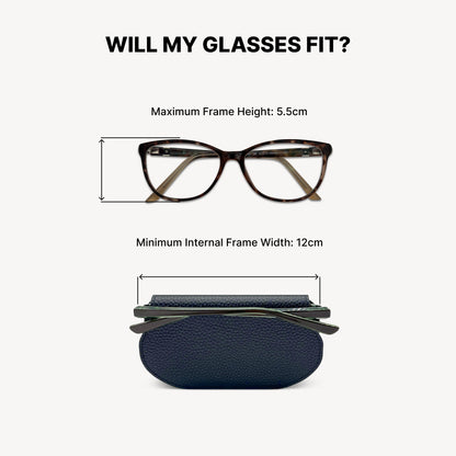 Slim Leather Glasses Case - Navy