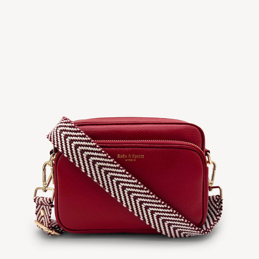 Burgundy & White Chevron Strap