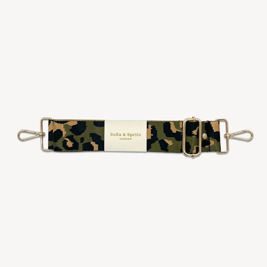 Olive Green & Gold Leopard Strap