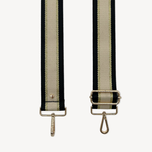 Black, Beige & Gold Stripe Strap