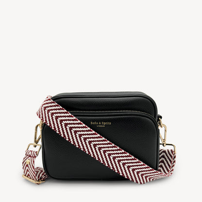 Burgundy & White Chevron Strap