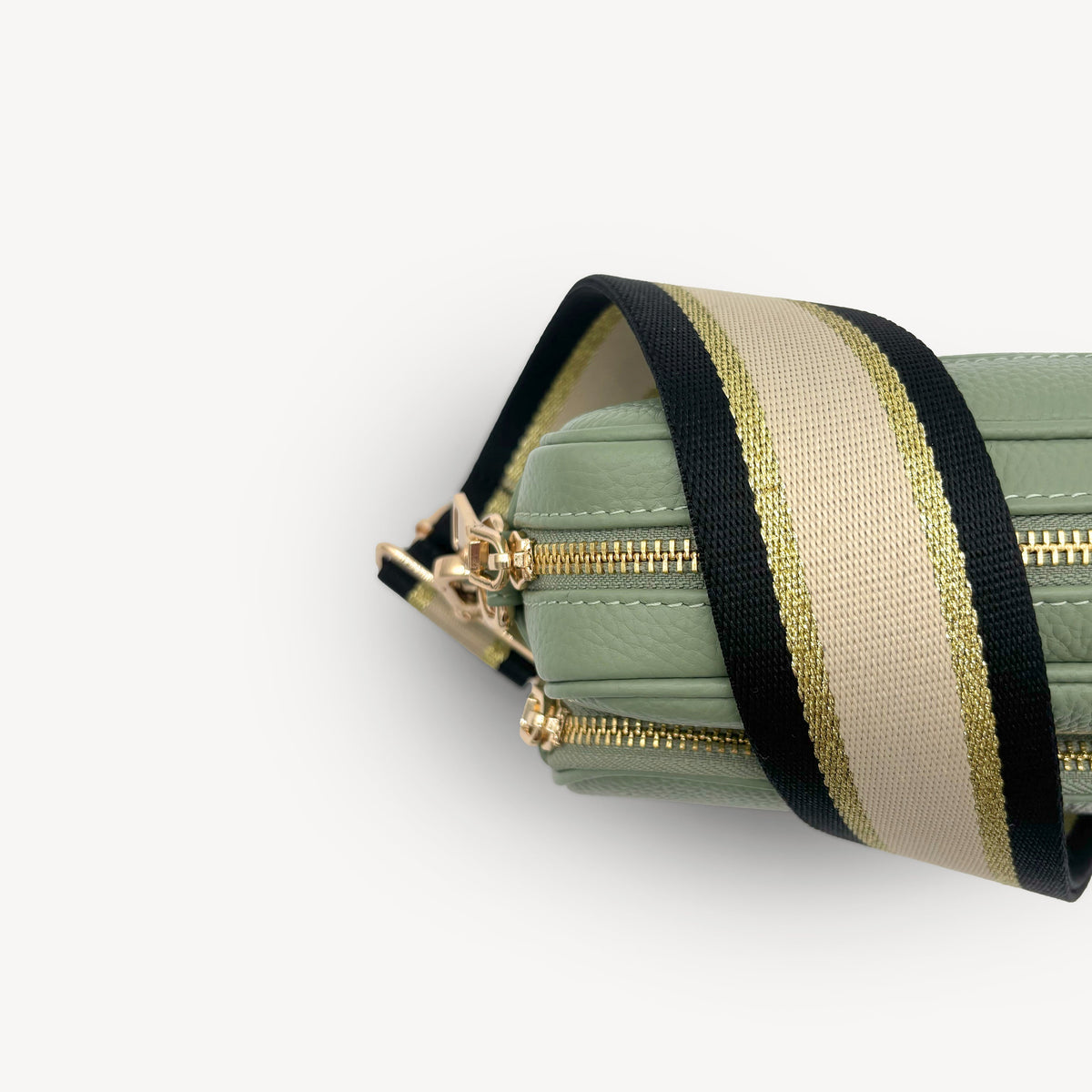 Black, Beige & Gold Stripe Strap
