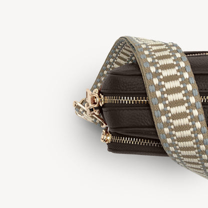 Taupe & White Stitch Strap