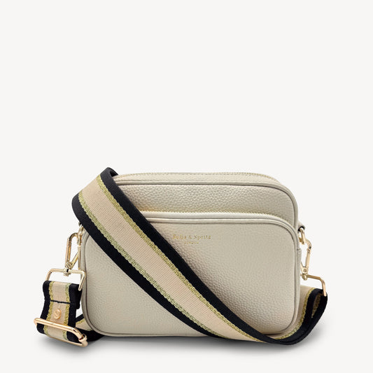 Black, Beige & Gold Stripe Strap