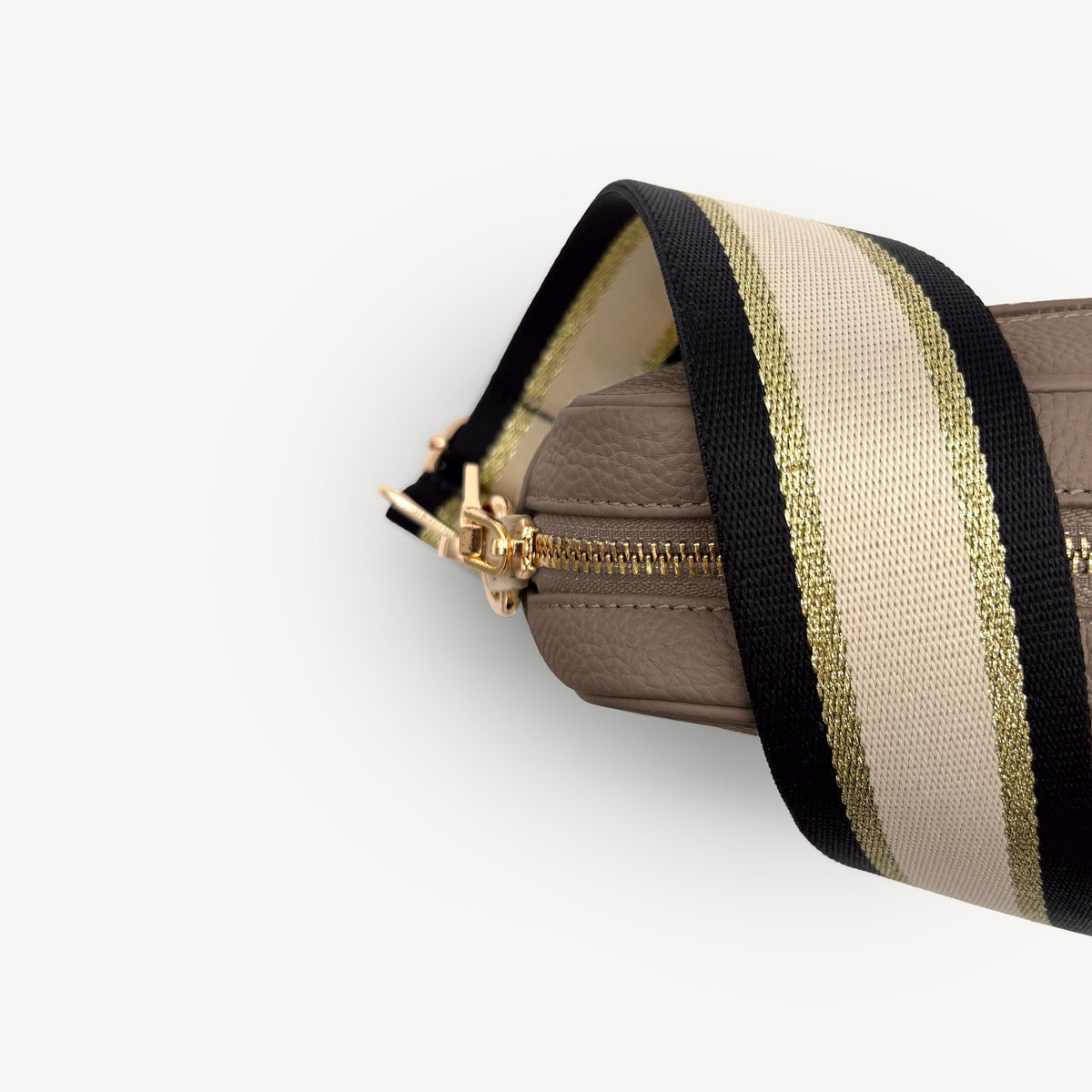 Black, Beige & Gold Stripe Strap