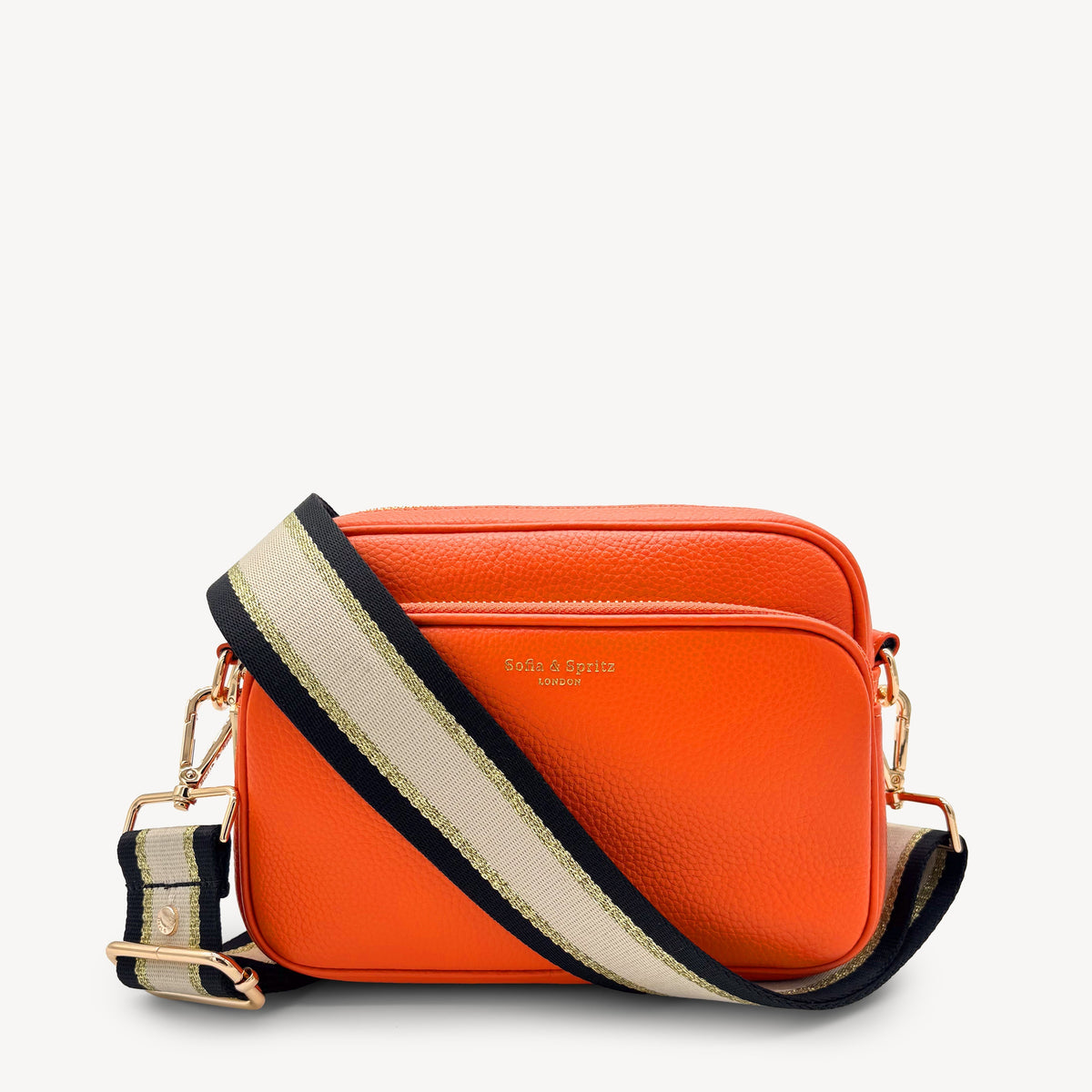 Black, Beige & Gold Stripe Strap