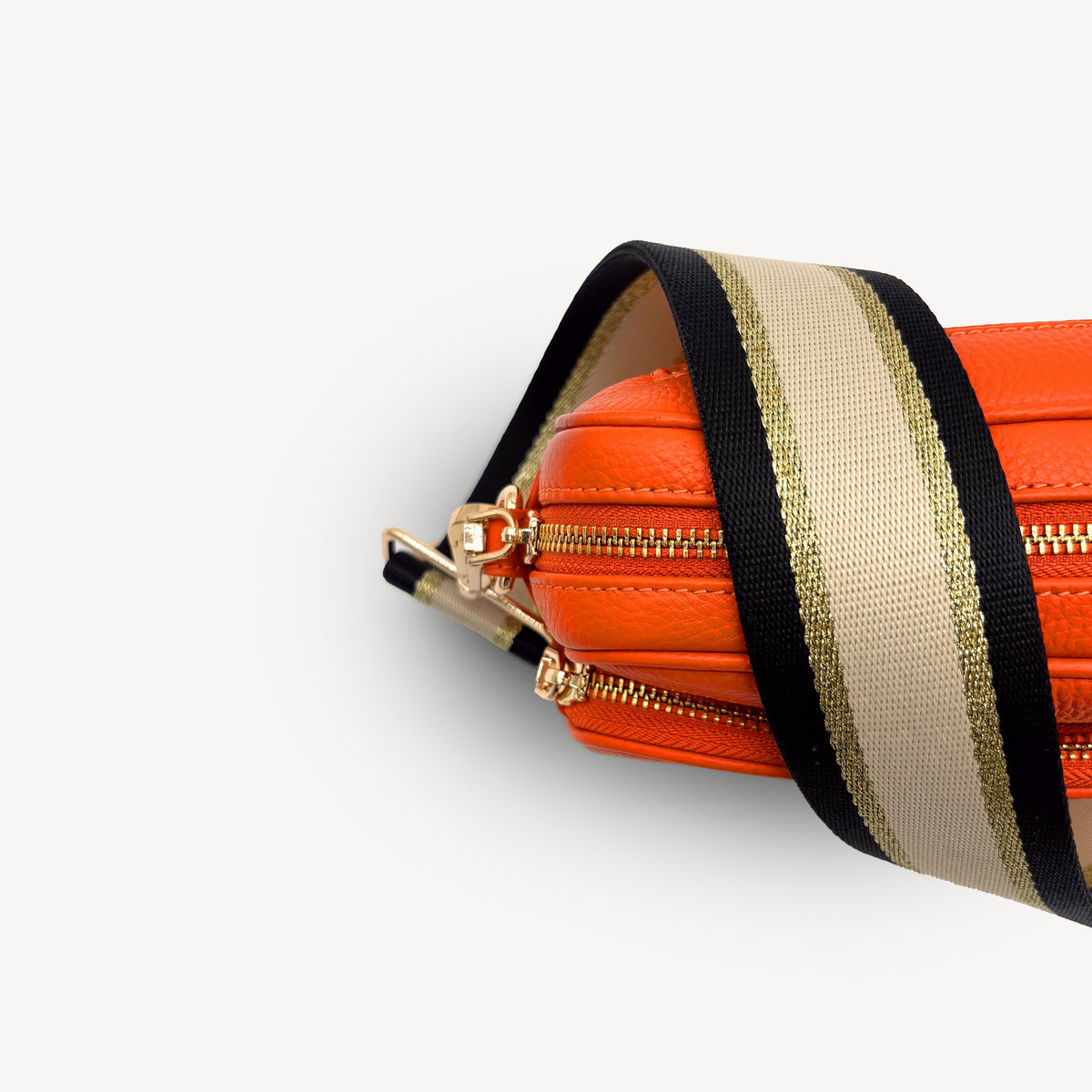 Black, Beige & Gold Stripe Strap