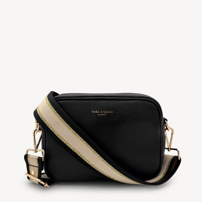 Black, Beige & Gold Stripe Strap