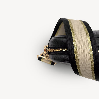 Black, Beige & Gold Stripe Strap