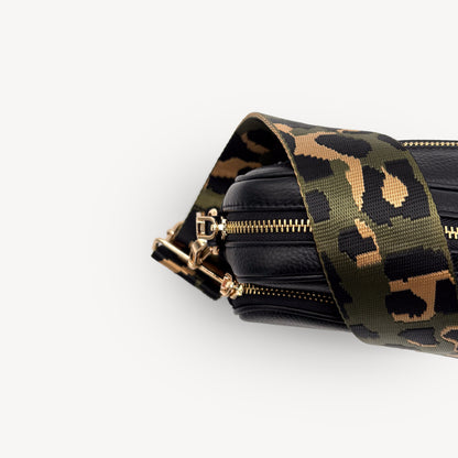 Olive Green & Gold Leopard Strap