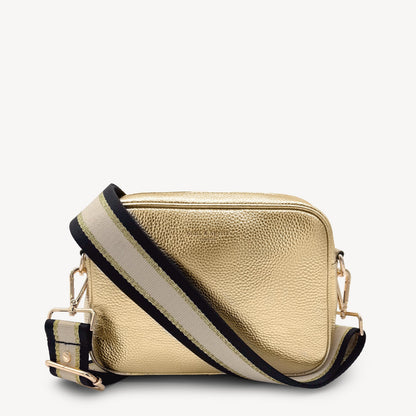 Black, Beige & Gold Stripe Strap