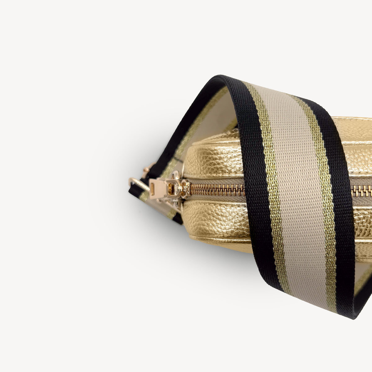 Black, Beige & Gold Stripe Strap