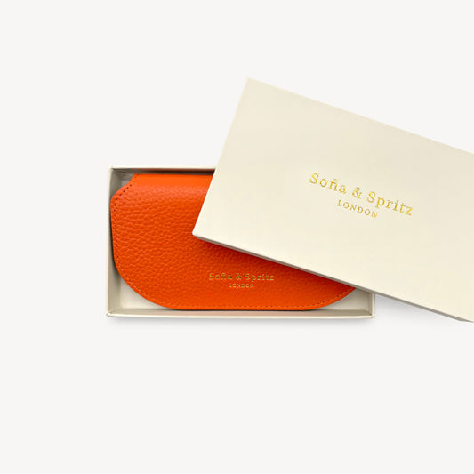 Slim Leather Glasses Case - Orange