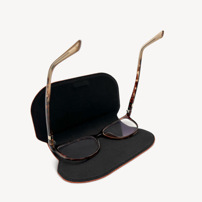 Slim Leather Glasses Case - Orange