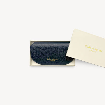 Slim Leather Glasses Case - Navy