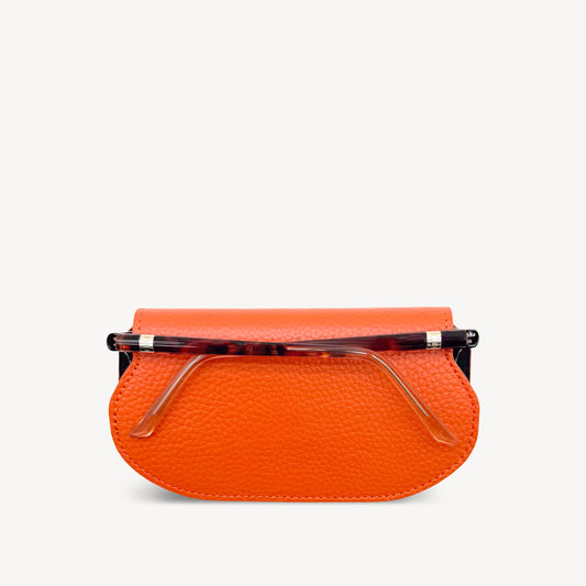 Slim Leather Glasses Case - Orange