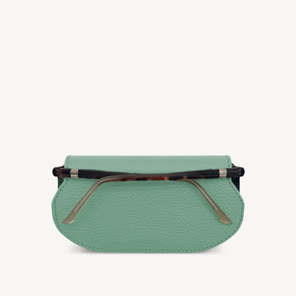 Slim Leather Glasses Case - Jade Green