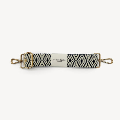 Navy & White Embroidered Strap